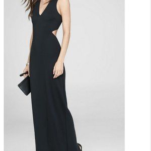 Women's Black Deep V-neck Cut-outs Maxi Long Dress XS